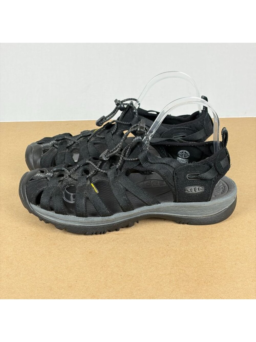 Keen Whisper Trail Hiking Sandals Womens 9 Black Bungee Lace Casual Comfort